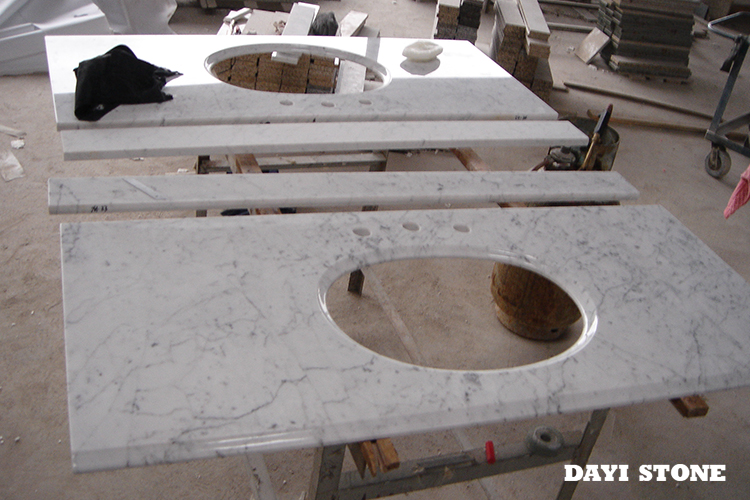 Carrara White Natural Marble Stone Vanitytop Top and front Ogee edge - Dayi Stone